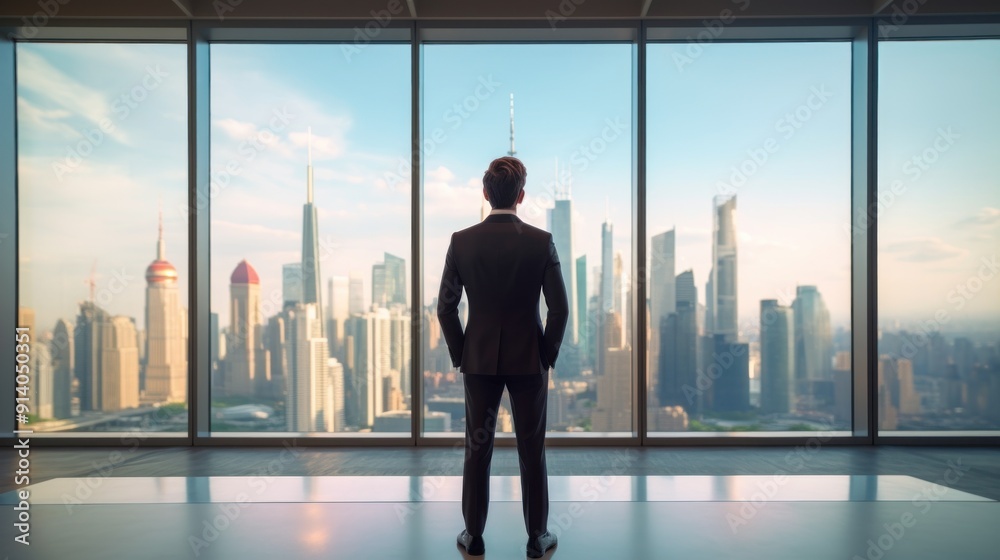 Businessman Looking at Cityscape Businessman Looking at Cityscape