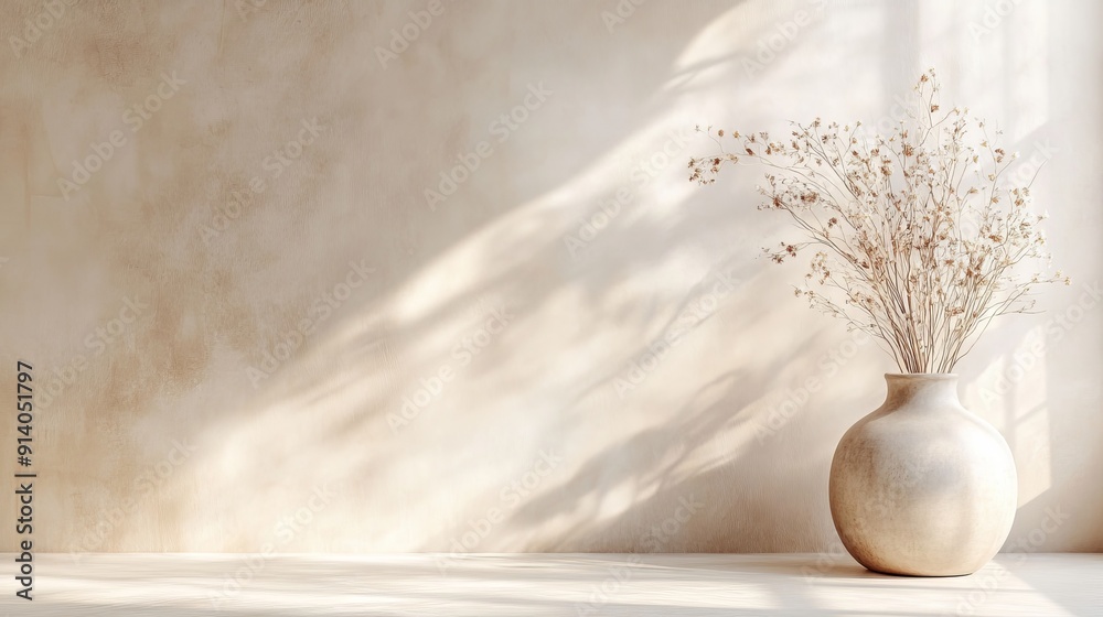 For product presentation, a beige background with abstract light from the window is used For product presentation, a beige background with abstract light from the window is used