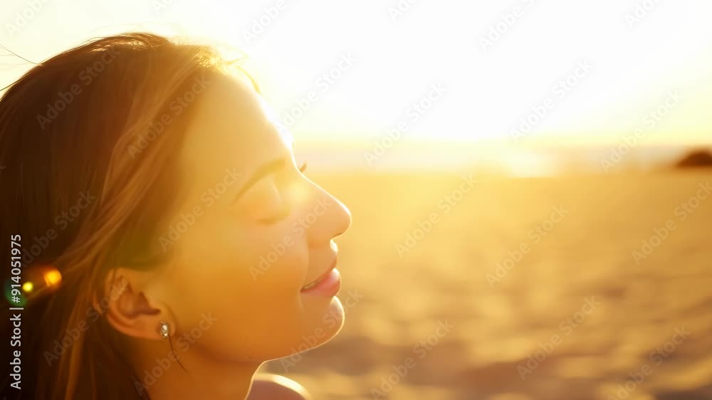 Relaxation at Its Best: Young Caucasian Woman on the Beach