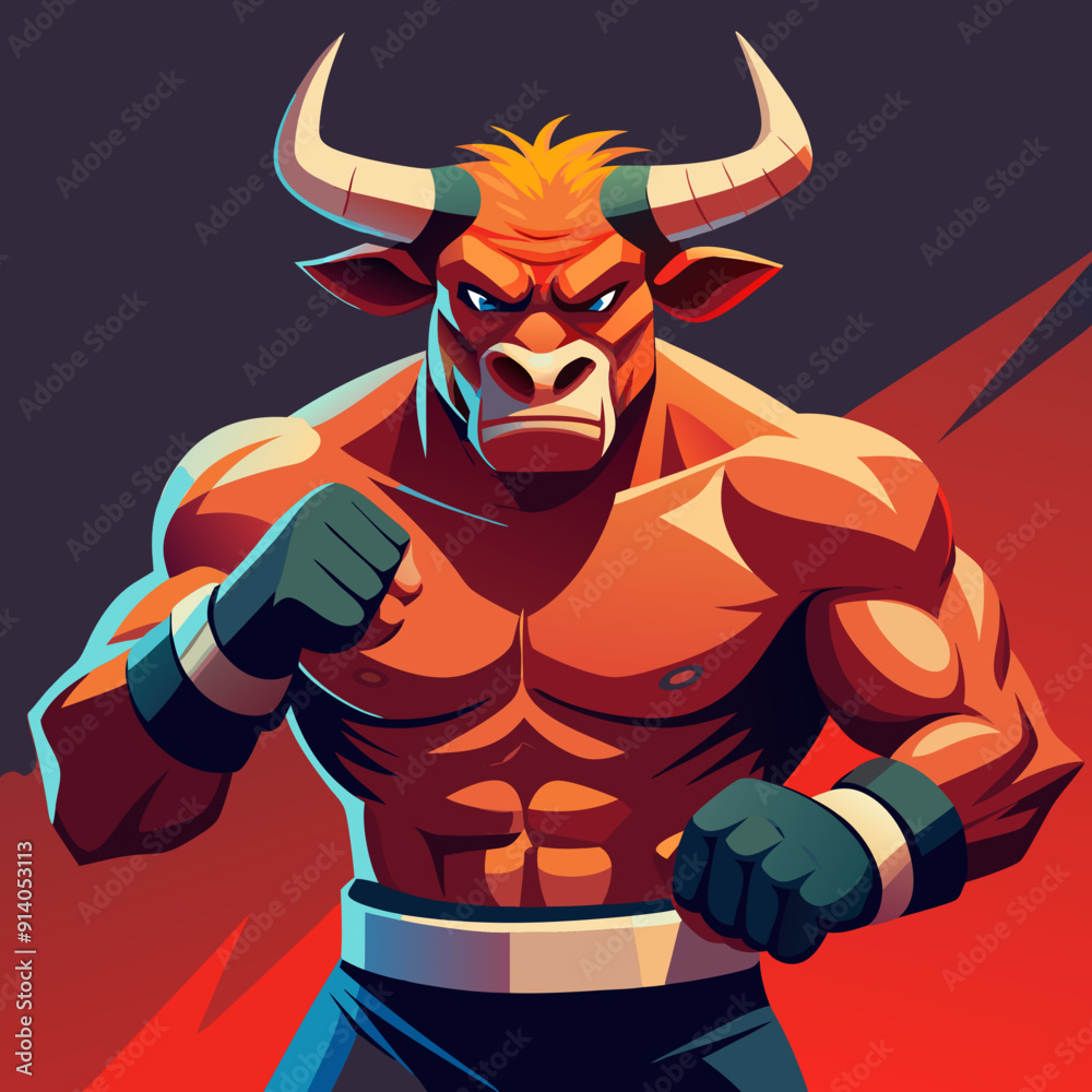 bull boxing cartoon vector illustration bull boxing cartoon vector illustration