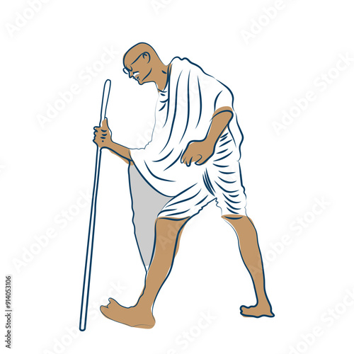 Vector illustration of Mahatma Gandhi on transparent background
