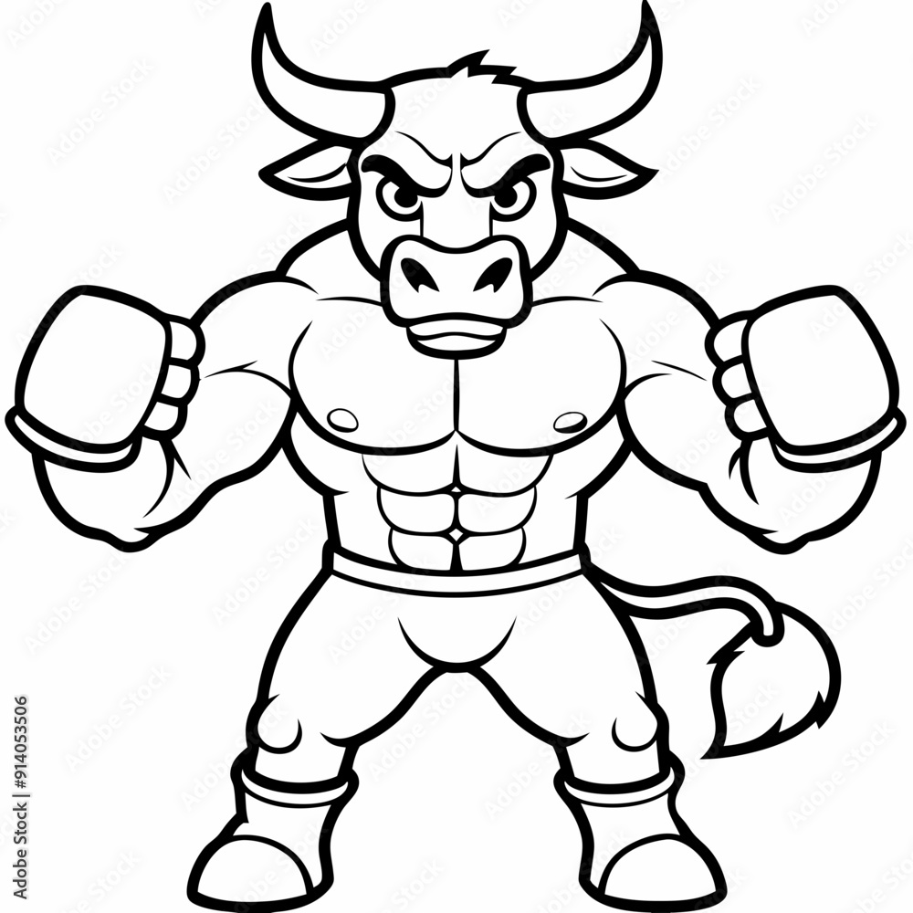 bull boxing cartoon vector illustration bull boxing cartoon vector illustration
