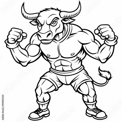 Wallpaper Mural bull boxing cartoon vector illustration Torontodigital.ca