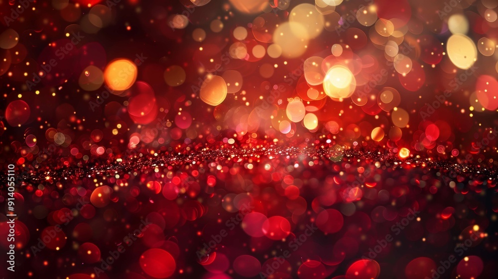 Sparkling red and gold glitter shines brightly, creating a festive bokeh effect perfect for holiday magic in your designs. Add sparkle to any project with this image Sparkling red and gold glitter shines brightly, creating a festive bokeh effect perfect for holiday magic in your designs. Add sparkle to any project with this image