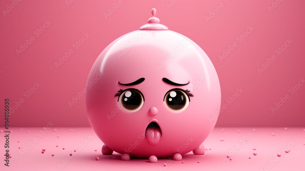 Fototapeta premium 3D ball emoji character in sad emotion action