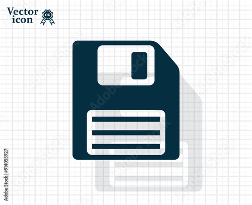 Dark colored vector icon with shadow on a light checkered background