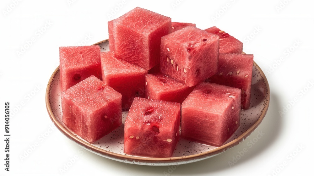 Fresh sweet ripe watermelon chop cube closeup view Fresh sweet ripe watermelon chop cube closeup view