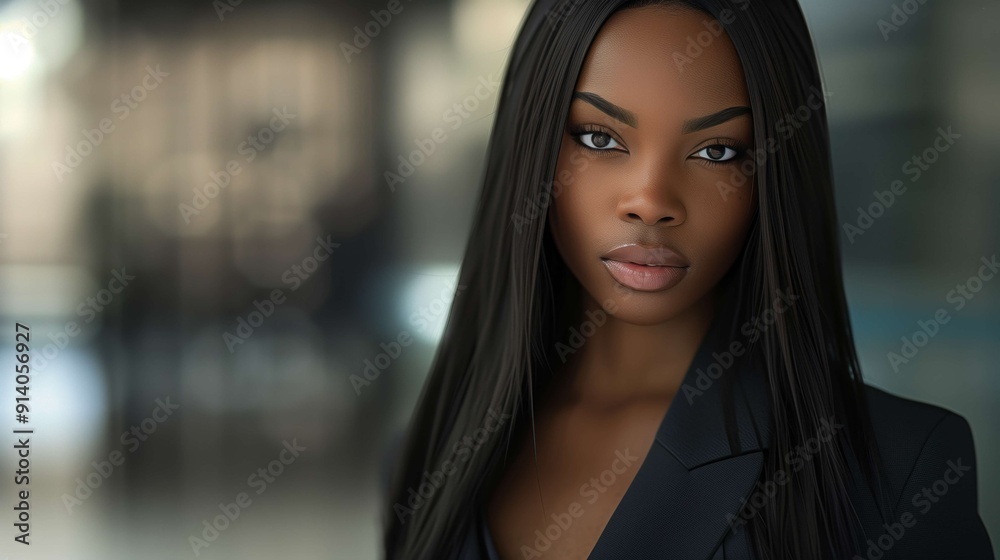 Fototapeta premium Confident young black businesswoman posing in