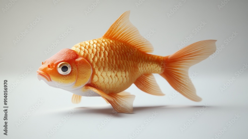A goldfish is swimming in a tank A goldfish is swimming in a tank