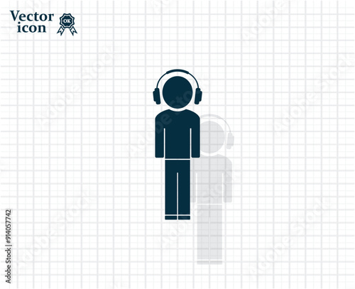 Dark colored vector icon with shadow on a light checkered background