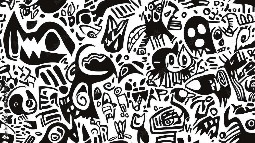 Naklejka premium Black and white pattern featuring abstract