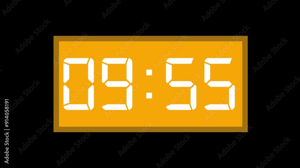 10 minutes yellow timer countdown animation timer on black