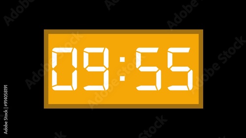 10 minutes yellow timer countdown animation timer on black