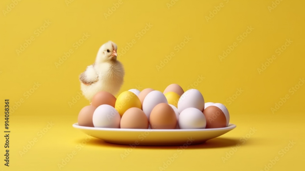 A Chick and a Nest of Eggs A Chick and a Nest of Eggs
