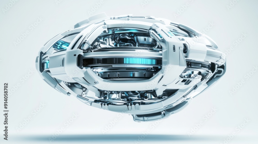 Obraz premium 3D Abstract Tech Gadget: Silver and Blue Floating Design