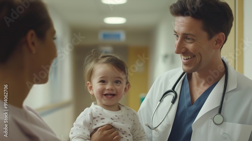 a male paediatrician holding a baby