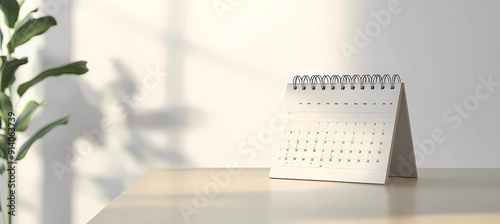 calendar on a table with a white background in the style of a copy space concept