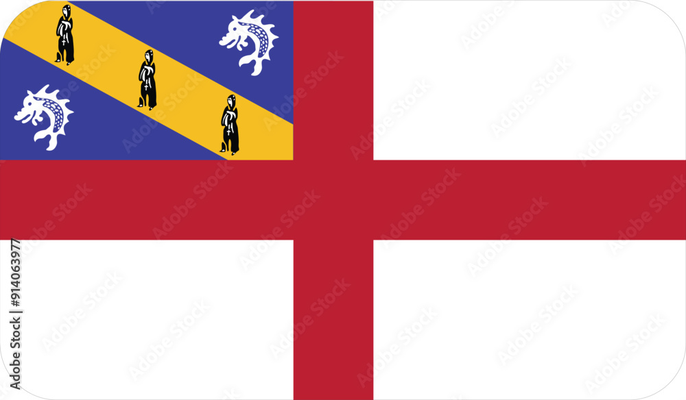 Obraz premium Flag of Herm with rounded edges. National symbol of Herm. Vector image, flag icon.