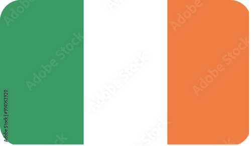 Flag of the Republic of Ireland with rounded edges. National symbol of Ireland. Vector image, flag icon.