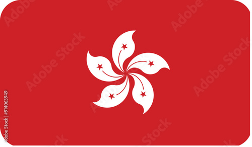 Flag of Hong Kong with rounded edges.  Vector image, flag icon.