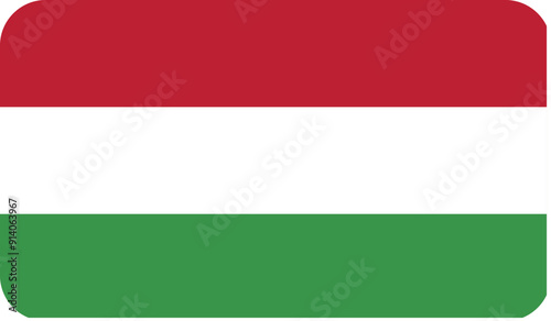 Flag of Hungary with rounded edges. National symbol of Hungary. Vector image, flag icon.