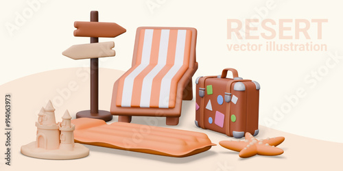 Concept of choosing destination for recreation. Advertising poster for travel agency