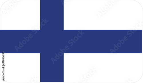 Flag of Finland with rounded edges. National symbol. Vector image, flag icon.