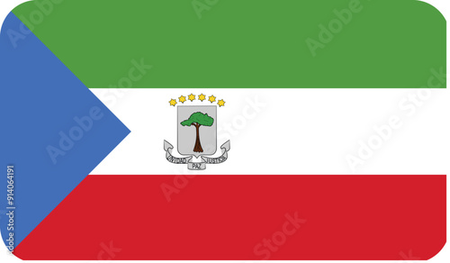 Flag of Equatorial Guinea with rounded edges. National symbol. Vector image, flag icon.