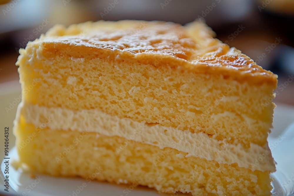 Close-up of a Delicious Vanilla Cake Slice Close-up of a Delicious Vanilla Cake Slice