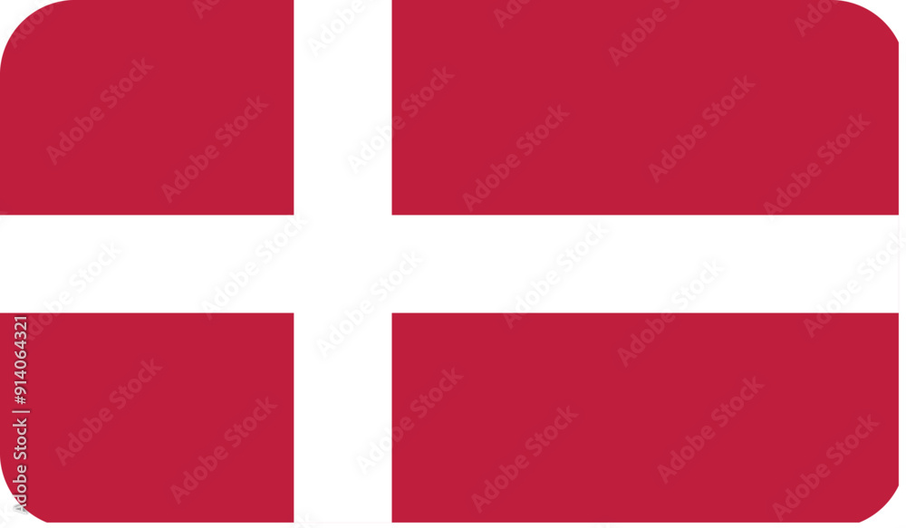 Flag of Denmark with rounded edges. National symbol of Denmark. Vector image, flag icon. Flag of Denmark with rounded edges. National symbol of Denmark. Vector image, flag icon.