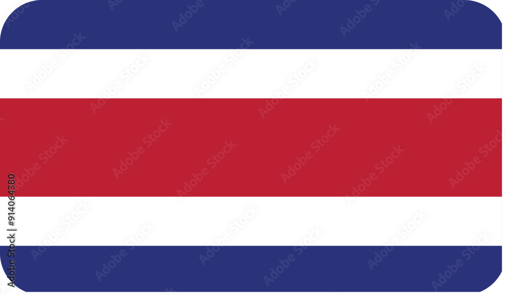 Flag of Costa Rica with rounded edges. National symbol. Vector image, flag icon. Flag of Costa Rica with rounded edges. National symbol. Vector image, flag icon.