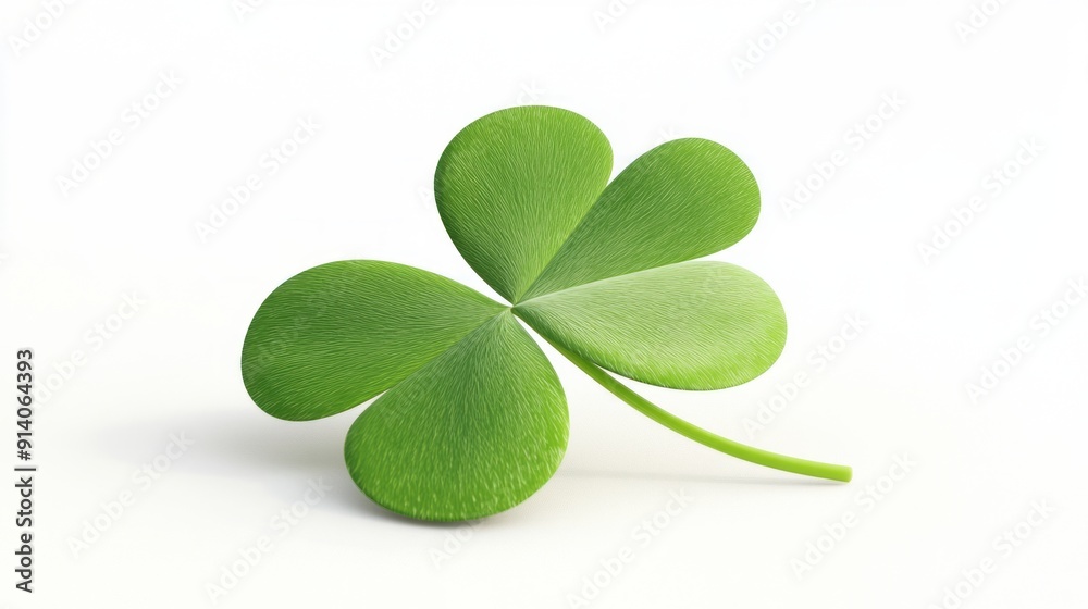Vibrant Green Four-Leaf Clover Isolated on White Background - 3D Render Vibrant Green Four-Leaf Clover Isolated on White Background - 3D Render