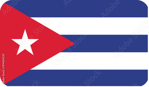 Flag of the Republic of Cuba with rounded edges. National symbol. Vector image, flag icon.