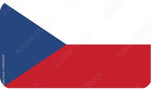 Flag of Czech Republic with rounded edges. National symbol. Vector image, flag icon.