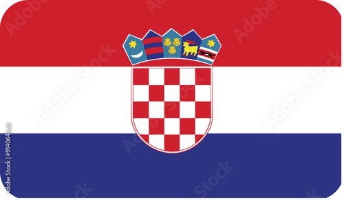Flag of Croatia with rounded edges. National symbol. Vector image, flag icon.