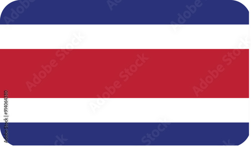Flag of Costa Rica with rounded edges. National symbol. Vector image, flag icon.