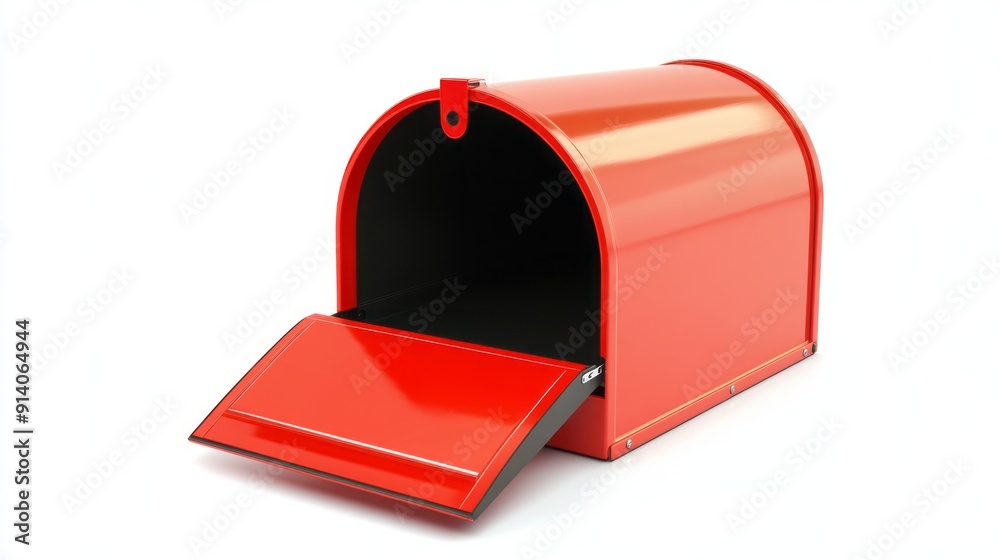 3D Vibrant Red Mailbox with Open Slot - Isolated on White Background 3D Vibrant Red Mailbox with Open Slot - Isolated on White Background