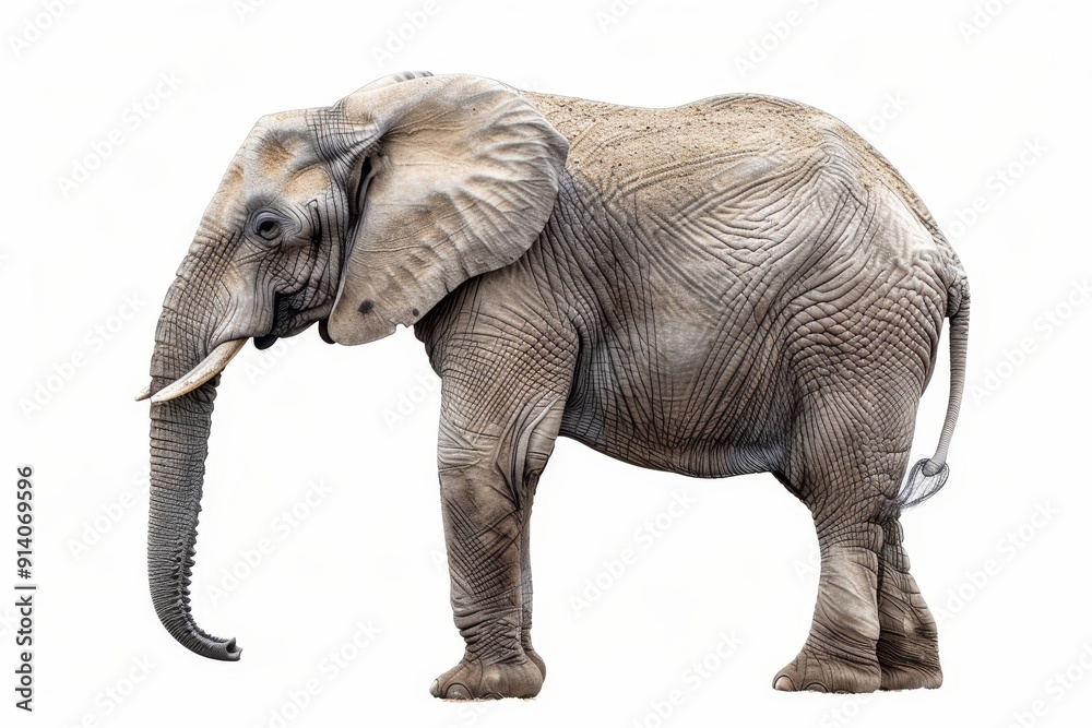 Obraz premium Elephant viewed from the side on white background