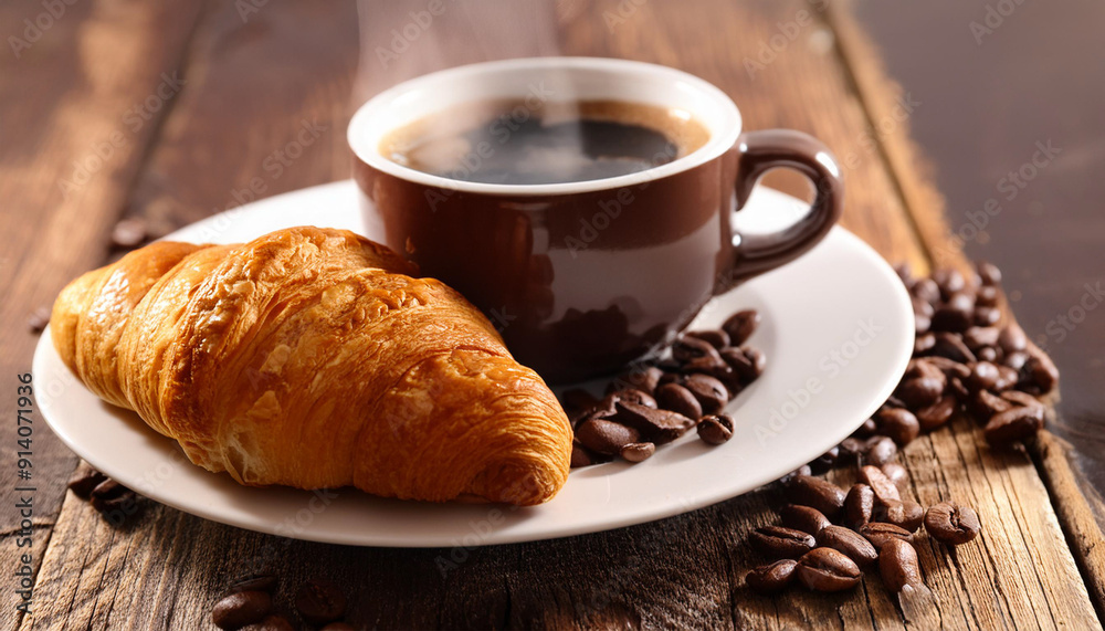 coffee and croissant coffee and croissant