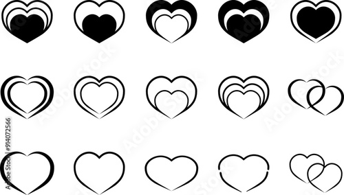 Heart vector icons.