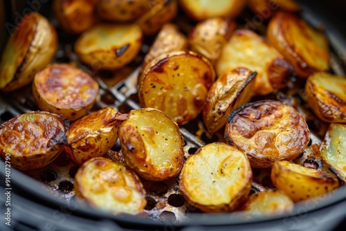 Homemade crispy potatoes using an air fryer photo