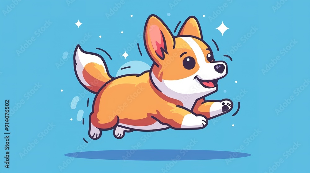 A cute corgi at play cartoon. animal nature icon concept isolated premium flat cartoon style A cute corgi at play cartoon. animal nature icon concept isolated premium flat cartoon style