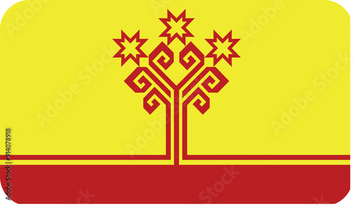 Flag of Chuvashia with rounded edges. National symbol. Vector image, flag icon.