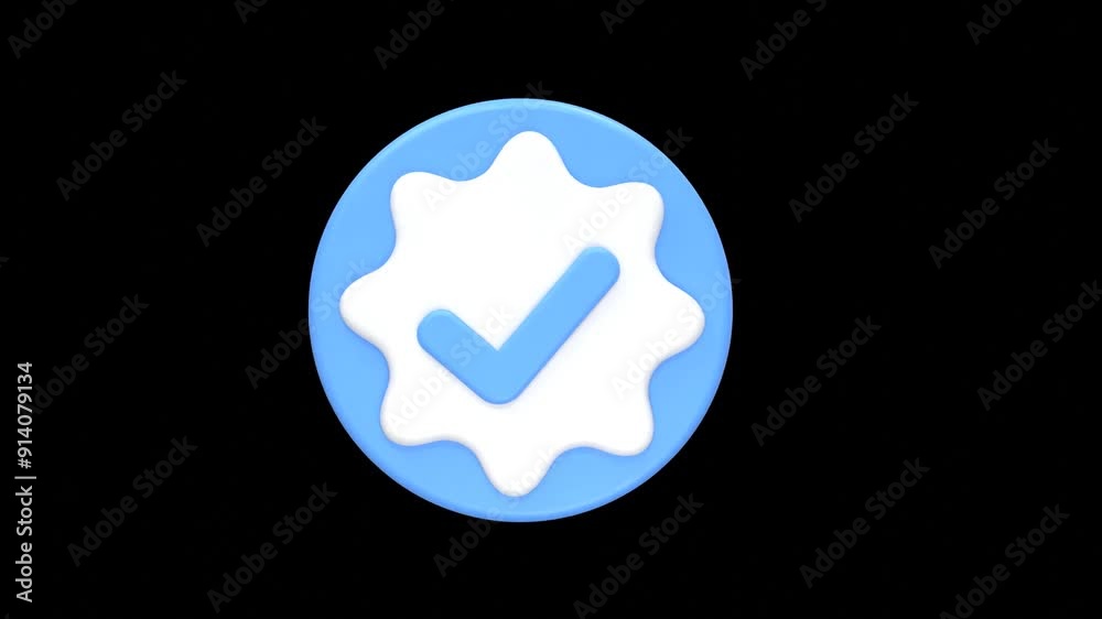 Verified icon animation motion graphics in black background Verified icon animation motion graphics in black background