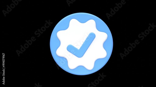 Verified icon animation motion graphics in black background