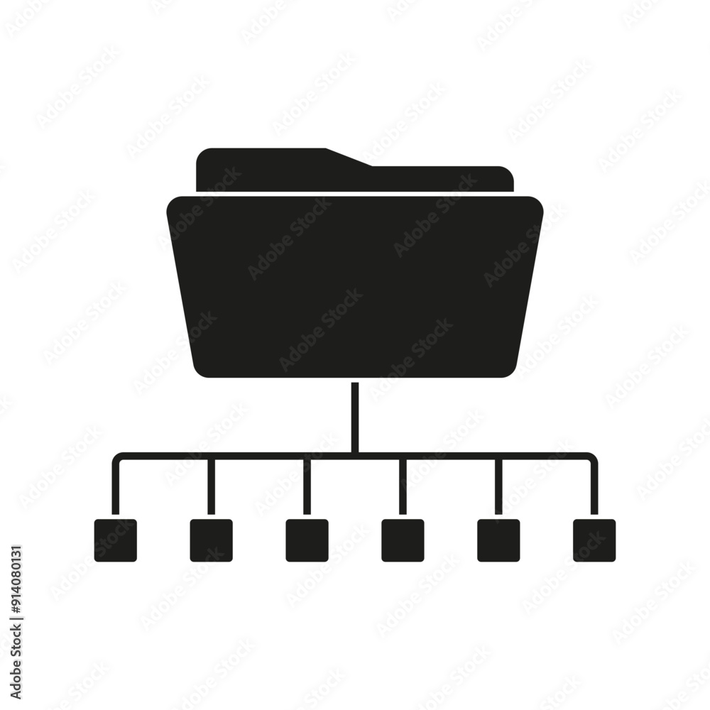 Folder hierarchy icon. File management symbol. Black and white design. Vector illustration. Folder hierarchy icon. File management symbol. Black and white design. Vector illustration.