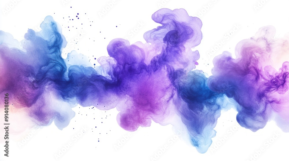 3D Watercolor Abstract Clouds: Purple & Blue Floating Dreamscape 3D Watercolor Abstract Clouds: Purple & Blue Floating Dreamscape