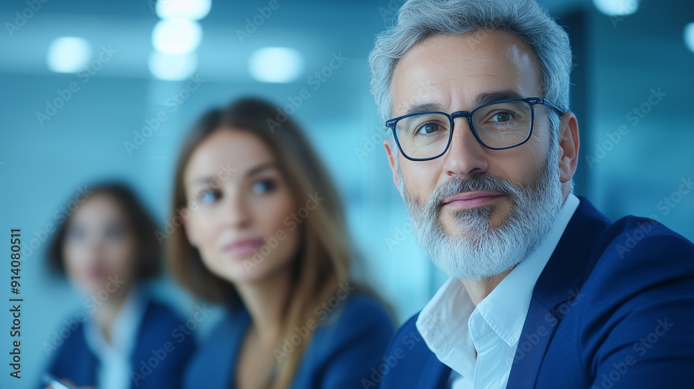 Professional business meeting with attentive participants, showcasing collaboration and focused discussion in a modern office environment. Professional business meeting with attentive participants, showcasing collaboration and focused discussion in a modern office environment.