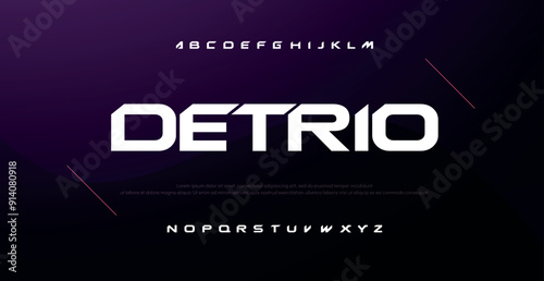 Detrio Modern abstract digital alphabet font. Minimal technology typography, Creative urban sport fashion futuristic font and with numbers. vector illustration