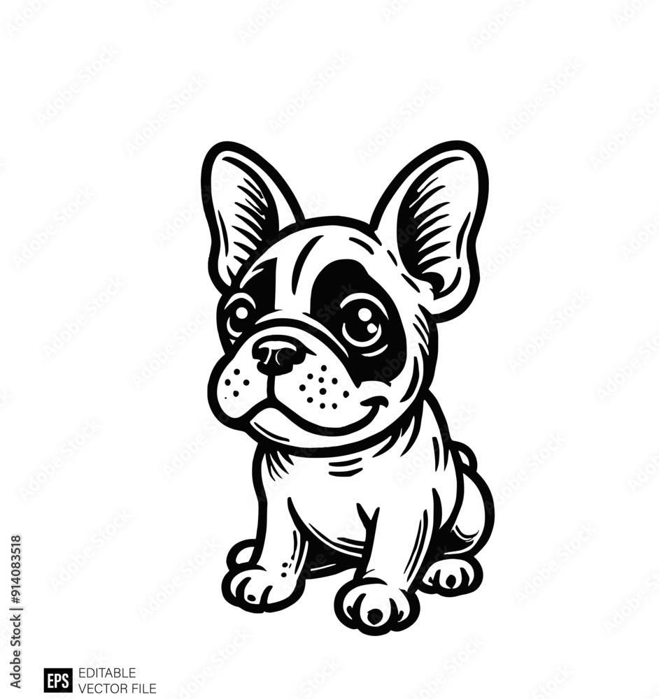 Cartoon of bulldog illustration design vector black and white Cartoon of bulldog illustration design vector black and white